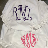 EMBROIDERED MONOGRAM DIAPER COVER CIRCLE SCRIPT
