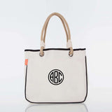 MONOGRAM NAVY CANVAS ROPE TOTE