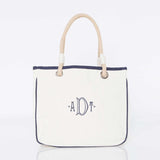 MONOGRAM NAVY CANVAS ROPE TOTE