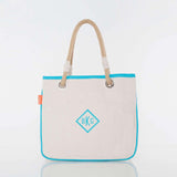 MONOGRAM NAVY CANVAS ROPE TOTE