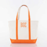 MONOGRAM ORANGE CANVAS MEDIUM TOTE BAG