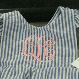 MONOGRAM NAVY RUFFLE SEERSUCKER BUBBLE or SUNSUIT