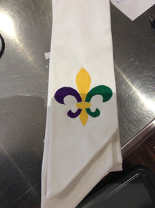 EMBROIDERED MARDI GRAS FLEUR DE LIS CANVAS WREATH SASH