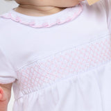 SMOCKED KNIT BUBBLE WHITE/PINK