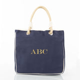 MONOGRAM NAVY CANVAS ROPE TOTE