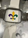 EMBROIDERED MARDI GRAS FLEUR DE LIS CANVAS WREATH SASH