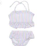 2PC SWIM SUIT MULTI STRIPE SEERSUCKER