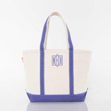 MONOGRAM LT BLUE CANVAS MEDIUM TOTE BAG