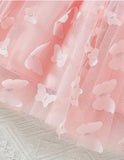 PINK DRESS WITH 3D BUTTERFLIES