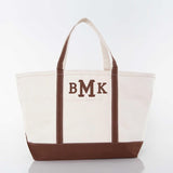 MONOGRAM BROWN CANVAS LARGE TOTE BAG