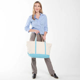 MONOGRAM LIGHT BLUE CANVAS LARGE TOTE BAG