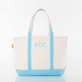 MONOGRAM ORANGE CANVAS MEDIUM TOTE BAG