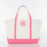 MONOGRAM CORAL CANVAS LARGE TOTE BAG