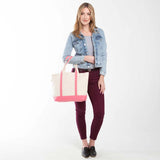 MONOGRAM CORAL CANVAS MEDIUM TOTE BAG