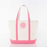 MONOGRAM CORAL CANVAS MEDIUM TOTE BAG