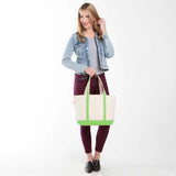 MONOGRAM LIME CANVAS MEDIUM TOTE BAG