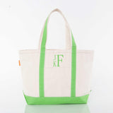 MONOGRAM LIME CANVAS MEDIUM TOTE BAG