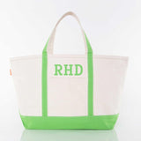MONOGRAM LIME CANVAS LARGE TOTE BAG