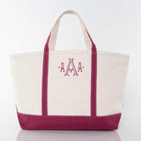MONOGRAM MAROON CANVAS LARGE TOTE BAG