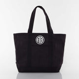 MONOGRAM SOLID BLACK CANVAS MEDIUM TOTE BAG