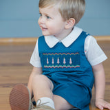 SMOCKED CHRISTMAS TREE  ROYAL BLUE JOHN JOHN or ROMPER