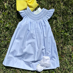 SMOCKED ANGEL BISHOP LT BLUE