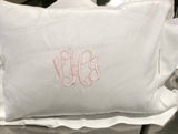 MONOGRAM PILLOW HEMSTITCH LINEN WHITE FLANGE & INSERT