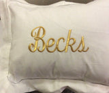 MONOGRAM PILLOW HEMSTITCH LINEN WHITE FLANGE & INSERT