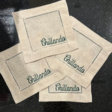 MONOGRAM LINEN COCKTAIL NAPKINS S/4