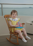 Yellow Gingham Anchors Smocked Angel Wing Sleeve Bubble: 12 months