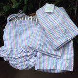 1PC SWIM SUIT MULTI STRIPE SEERSUCKER