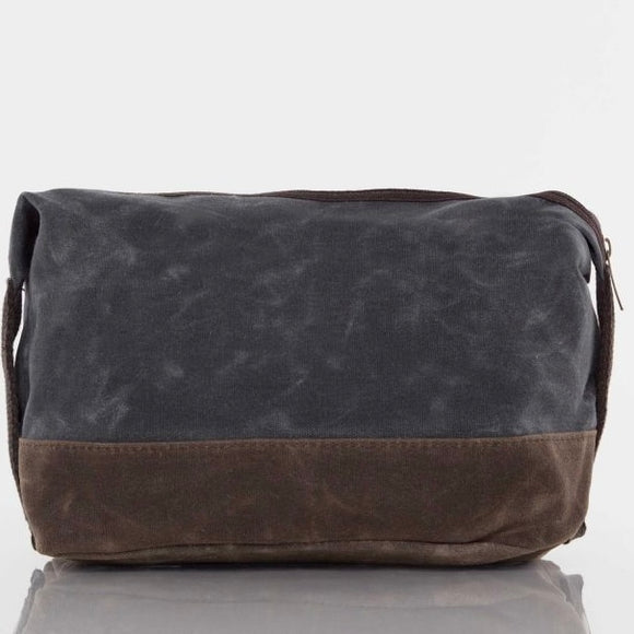 MONOGRAM WAXED CANVAS DOPP KIT SLATE
