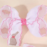 BUNNY PINK PICOT HAIRBOW