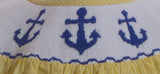 Yellow Gingham Anchors Smocked Angel Wing Sleeve Bubble: 12 months