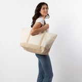 MONOGRAM SAFARI KHAKI CANVAS LARGE TOTE BAG