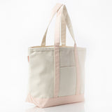 MONOGRAM LT BLUE CANVAS MEDIUM TOTE BAG