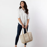 MONOGRAM ORANGE CANVAS MEDIUM TOTE BAG