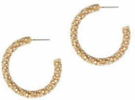 RHINESTONE PAVE HOOPS GOLD