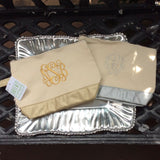 MONOGRAM METALLIC CANVAS MAKEUP BAG or POUCH