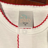 MONOGRAM LAYETTE SNAP FRONT GOWN RED PICOT TRIM