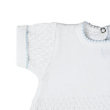 LAYETTE BOUCLE BLUE PICOT TRIM ROMPER by Paty