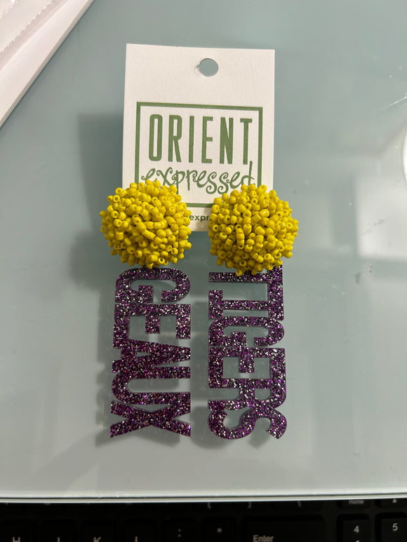 GEAUX TIGER ACRYLIC EARRINGS