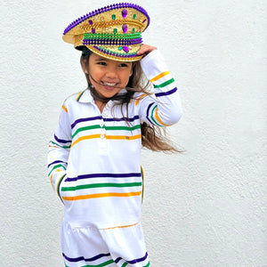 MARDI GRAS STRIPE L/S DRESS