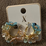 PASTEL FLORAL HOOP EARRINGS