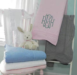 Heirloom Quilt - Baby Quilt Blanket Monogram: Blue