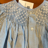 SMOCKED BLUE GINGHAM BISHOP DRESS