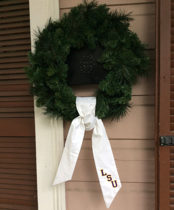 LSU EMBROIDERED CANVAS WREATH SASH
