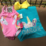 EMBROIDERED BEACH TOWEL UNICORN WITH NAME