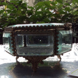 GLASS/BRASS TINKET/JEWELRY BOX