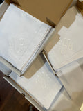 MONOGRAM LINEN HEMSTITCH WHITE DINNER NAPKINS 22" X 22" SET OF 6